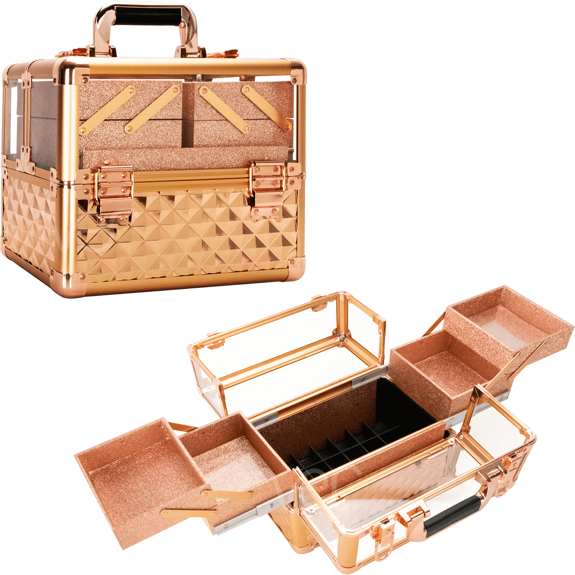 3.8mm Armored Acrylic Cosmetic Organizer Train Makeup Case Cosmetic Bag