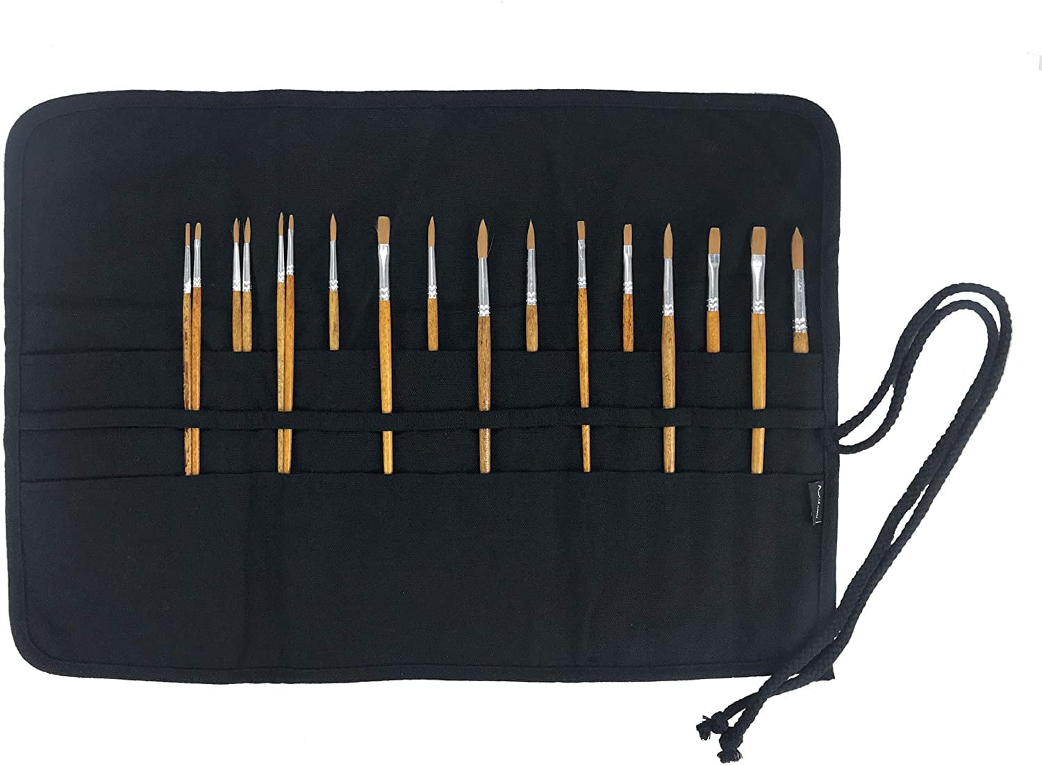 Blue spray 20 Slots Artist Paint Brush Roll Up Bag Holder Canvas Pouch Makeup Case Organizer Rollup Protection（Without Brushes） 