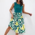 thumbnail image 4 of Hyknon Robes d'Été pour Femmes Amples Grande Taille Boho à Imprimé Floral Robes d'Été de Plage Mode Estivale Ligne A Col Rond Sans Manches Plissées Robes Maxi, 4 of 5