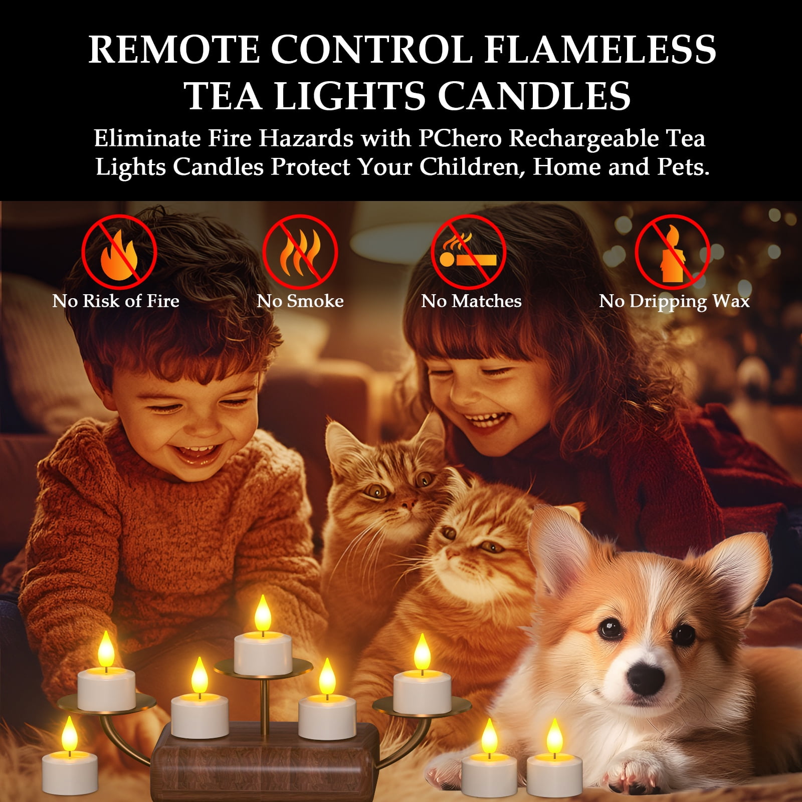 PChero Rechargeable Flameless Candles with Timer Remote, 12pcs Realistic Flickering LED Tea Lights Votive Battery Operated, Electric Fake Candle for Home Decor Halloween Christmas Wedding Warm White