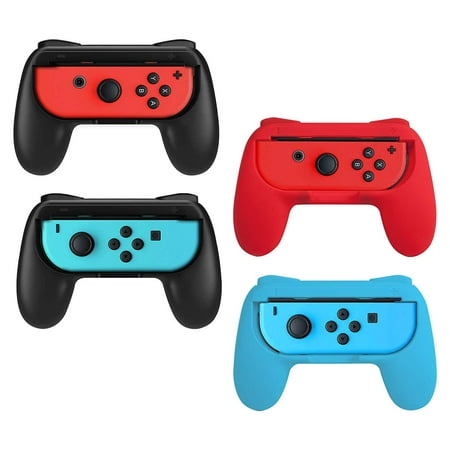 EIMGO Nintendo Switch Joy-Con Controller Grip 4 Pack Black Red Blue Rubber