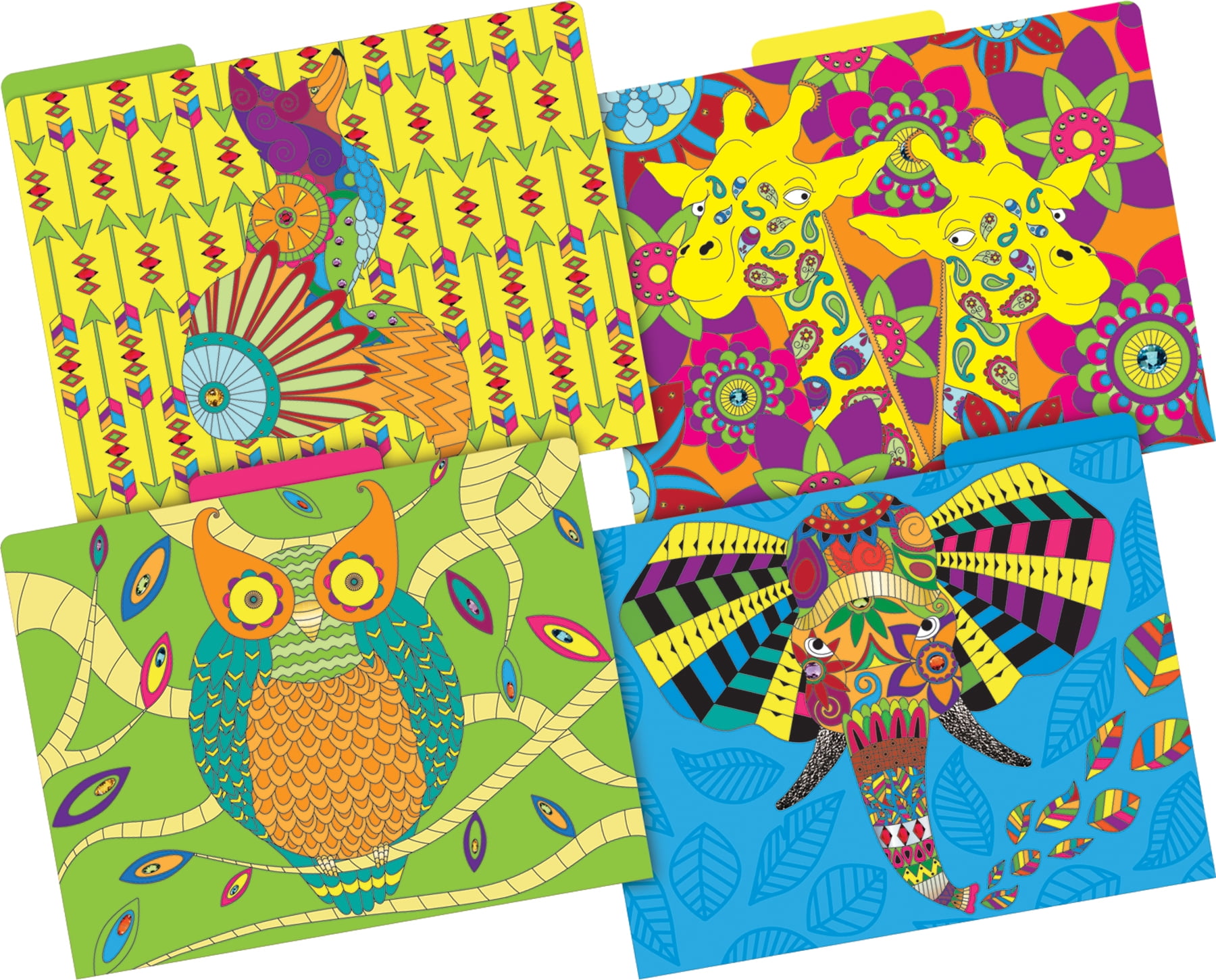 Barker Creek Tab File Folders, Letter Size, Bohemian Animals, Pack Of 36 Folders