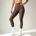 thumbnail image 2 of Women's Solid High Waist Yoga Leggings Stretch Tight Long Pants Fashion Fitness Sports Trousers for Workout, Running and Daily Casual Wear Brown, 2 of 7