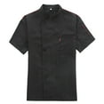 thumbnail image 1 of SHIXIAOO Veste de Chef Unisexe Vêtements de Chef Hôtel avec Manches Longues et Boutons Rouges Contrastants Veste de Chef pour Hommes et Femmes Respirante Courte Chemises pour Hommes Petites Chemise à Rayures Verticales Homme Classique T, 1 of 8