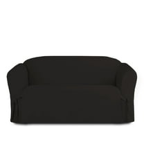 Linen Store Microsuede Slipcover Furniture Protector Cover, Perfect for Pets, Black, Loveseat