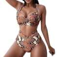 thumbnail image 1 of MKLEKYY Traje De Baño Mujer Natacion Print Piece Swimsuit High Tops+Shorts Two Ruched Wrap Women Two Waist Crop Up Bikini Push Front Retro Swimwear Snakeskin Piece Swimwears Tankinis Set, 1 of 6