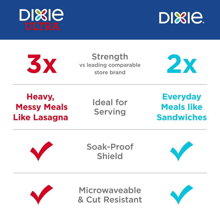 Dixie Ultra Disposable Paper Plates, 10 1/16 inch, Dinner Size Printed  Disposable Plate, 100 Count (1 Pack of 100 Plates)