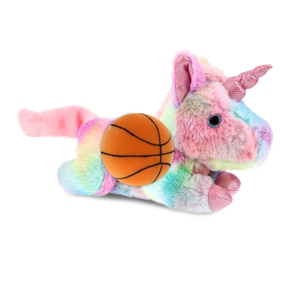 DolliBu Sunday Rainbow Unicorn Stuffed Animal with Basketball Plush – Soft Huggable Unicorn, Adorable Playtime Plush Toy, Cute Fantasy Gift Plush Doll Animal Toy for Kids and Adults – 10.5 Inches