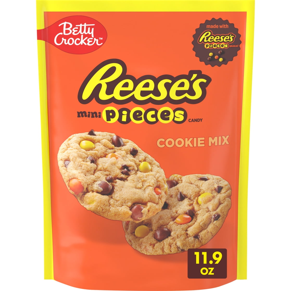 (12 pack) Betty Crocker Peanut Butter Cookie Mix, REESE's PIECES Minis & Chocolate Chips, 11.9 oz