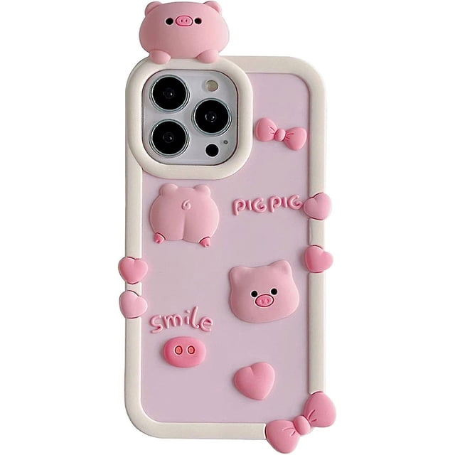 Las fundas para teléfonos Kawaii se aplican a iPhone 12/12pro, funda para teléfono con diseño de cerdo rosa de dibujos animados, funda única y divertida, funda para teléfono 3D, fu