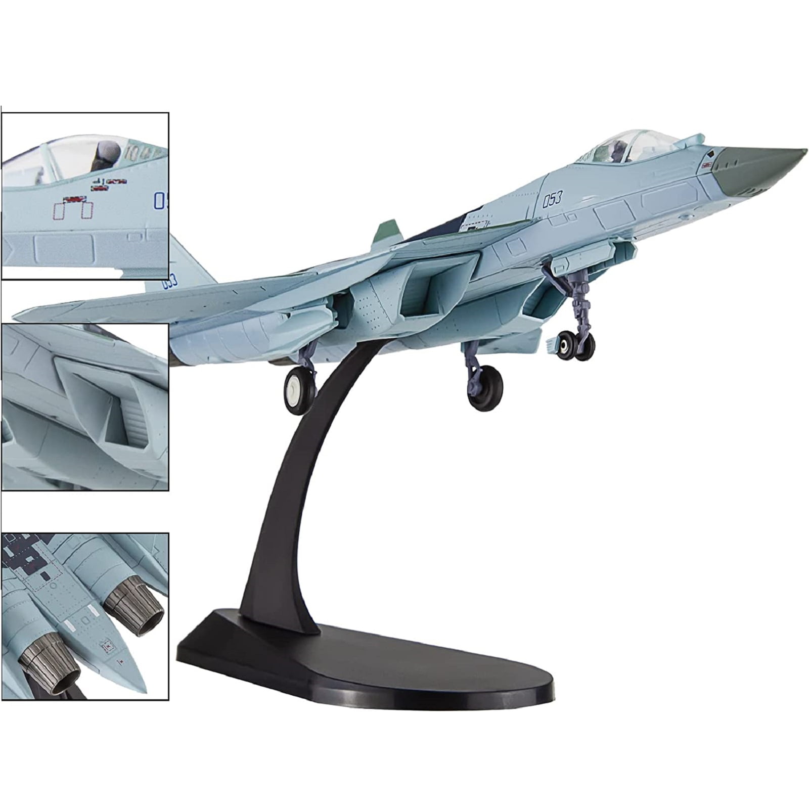 NATEFEMIN SU57 Russian Stealth Fighter Air Force Diecast Plane Model 1/100 Scale Collectible for Aviation Display and Gift