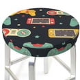 thumbnail image 3 of Fotbe Retro Video Game Stool Covers Round,Waterproof Round Bar Stool Covers Bar Chair Covers Washable Stool Cushion Slipcover for 12-14 Inch Chair-14 inch, 3 of 7