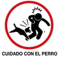 thumbnail image 1 of Señalamiento: "Cuidado con el perro", en blanco y rojo. Plástico estireno calibre 40, ideal para exteriores, medidas: 20 x 20 cm. Prevención, Señalética, Letrero, Señal cuadrada preventiva., 1 of 4