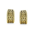 thumbnail image 2 of Bling Jewelry Womens Twisted Cable Chain Weave Wide Half Hoop Clip On Earrings Oxidized Gold Plated, 2 of 4