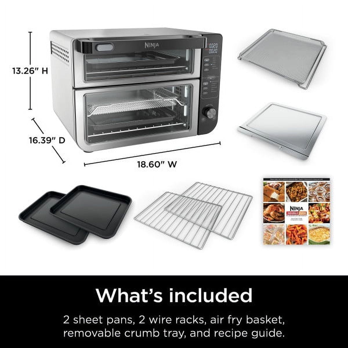 Ninja DCT401 12-in-1 Double Oven with FlexDoor, FlavorSeal & Smart Finish,  Rapid Top Convection and Air Fry Bottom , Bake, Roast, Toast, Air Fry,  Pizza and More… in 2023