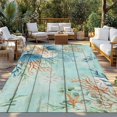 thumbnail image 2 of Teal Beach Coastal Outdoor Rug for Patio/Deck/Porch, Non-Slip Large Area Rug 3 x 5 Ft, Summer Nautical Coral Shell Botanical Vintage Indoor Outdoor Rugs Washable Area Rugs, Camping Rug Carpet Runner, 2 of 8