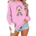 thumbnail image 3 of Uootdi Breast Cancer Awareness Womens Sweatshirts Round Neck Long Sleeve Breast Cancer Awareness Graphic Print Loose Womens Shirts, 3 of 5