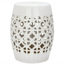Pemberly Row Contemporary Ceramic Garden Stool in Cream Finish