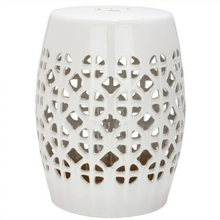 Pemberly Row Contemporary Ceramic Garden Stool in Cream Finish