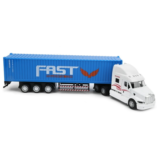 Jouet de Camion Porte-Conteneurs, Jouet de Voiture à Rétrofriction pour Enfants, Jouet Modèle de Camion Porte-Conteneurs Durable, pour Décoration de Collection Blanc + Bleu, Rouge + Jaune