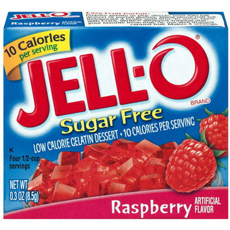 Jell-O Sugar Free Low Calorie Raspberry Gelatin Dessert, .3 Oz ...