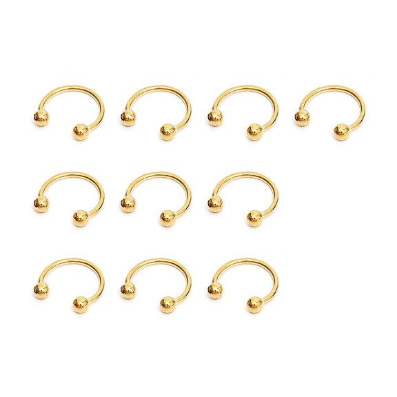 DESIGNICE 10Pcs Earrings,C-Shaped Ball Design Piercing Earring,Allergic-Free Electroplating Stud Earrings,Gold