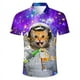 thumbnail image 5 of Camisa hawaiana con estampado de bandera estadounidense de fútbol para hombre, camisas hawaianas con estampado 3D de gato astronauta, blusas casuales con solapa, blusas de manga corta, 5 of 5