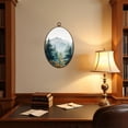 thumbnail image 4 of Canvas Wall Art Modern Office Abstract Mountain Forest Landscapes Pine Trees Evergreen Oval Framed Canvas Prints Vintage Wall Hanging Decor for RV Wall Campsite Decor 8.6"x11.4", 4 of 7