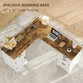 thumbnail image 6 of Whalefall Farmhouse L Shaped Desk with Drawers, 67 Inch Executive Home Office Desk with File Cabinet, Computer Corner Desk with Charging Station, White, 6 of 8