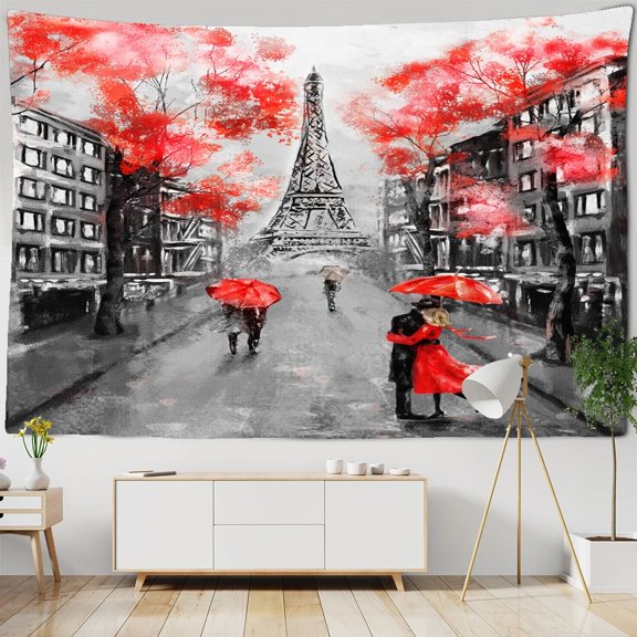 Paris Tower landscape Wall Hanging Mandala Retro Flower Street Sce Tapestry Home r Living