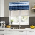 thumbnail image 5 of Blue Stripes Valances for Windows, Decorative Rod Pocket Window Valance Curtains, Watercolor Vintage Abstract Gradient Mottled Short Curtain Drapes for Kitchen/Living Room, 2 Panels, 42" W x 12" L, 5 of 8