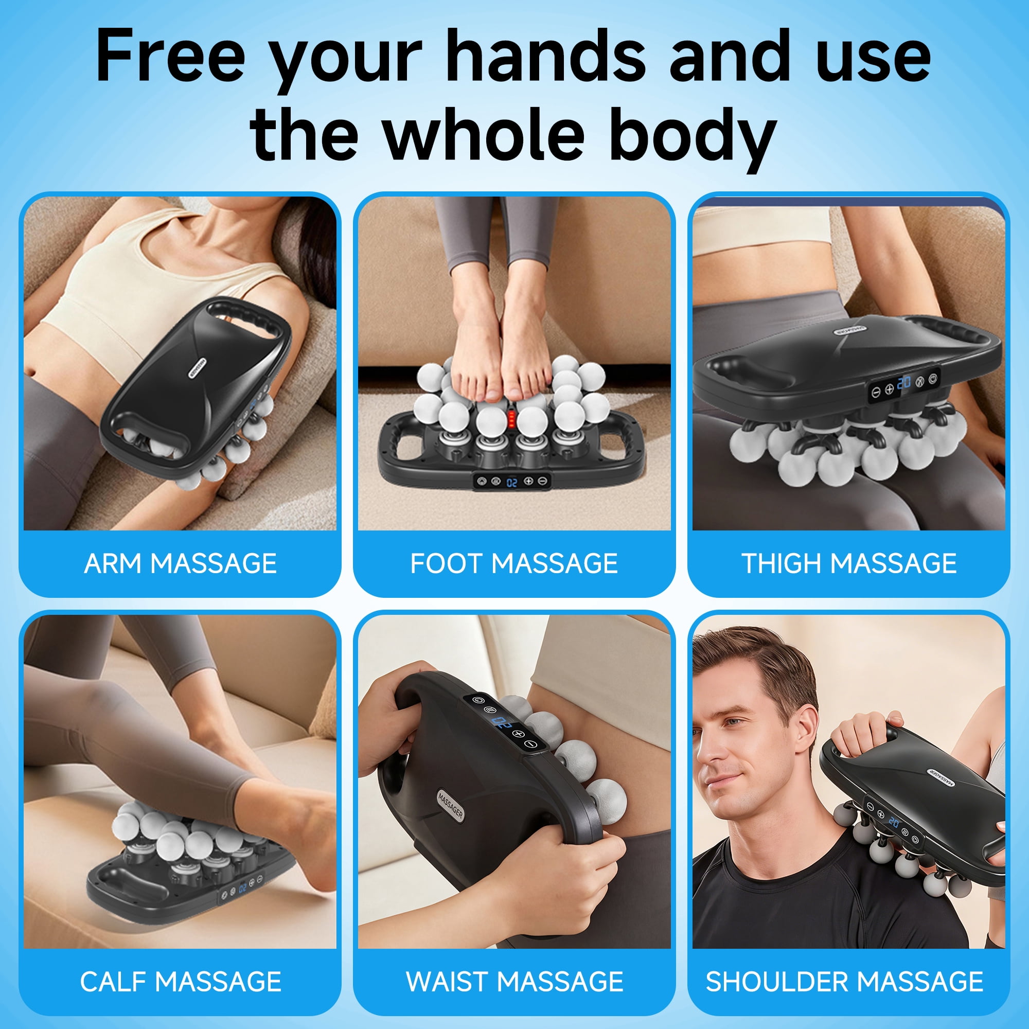 20-Head Deep Tissue Fascia Gun Muscle Massager for Full Body Relief