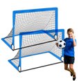 thumbnail image 1 of 2-Pack Foldable Kids Soccer Goals Set with 4 Support Rods, 4 Connecting Rods, 8 Ground Nails & 2 Storage Bags - Portable Steel/Fiberglass/Oxford Cloth Training Frames for Indoor/Outdoor Use, Blue, 1 of 6