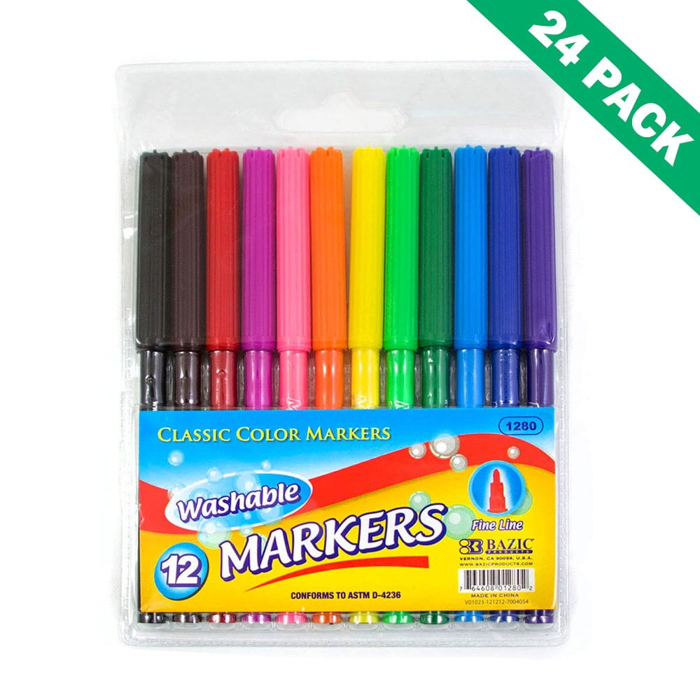Colored Markers, Fine Line Watercolor Washable Markers 12 For Kids