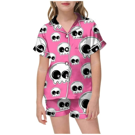 

Toddler Girls Outfits Dressy Outfits Pajamas Personality Printed Shirt And Pant Matching Set Sleepwear Set With Pockets Fall Girls Clothings 2 Years-3 Years