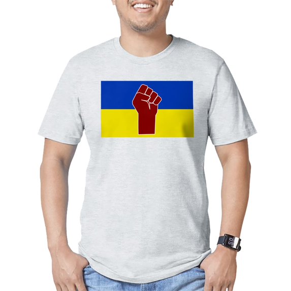 CafePress - Ukrainian Flag With Fist T Shirt - Fitted T-Shirt, Vintage Fit Soft Cotton Tee