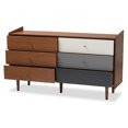 thumbnail image 2 of Bowery Hill Commode en Bois à 6 Tiroirs, Finition Noyer Brun et Gris, 2 of 9