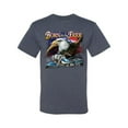 thumbnail image 2 of Wild Bobby, Born To Be Free Blad Eagle and American Flag Cars and Trucks Men's Graphic T-Shirt, Vintage Heather Blue, Small, 2 of 3