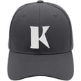 thumbnail image 2 of Daxton Structured Curve Visor Bill Baseball Hat 3D Capital Alphabet Letters, Charcoal Hat White Letter K, 2 of 3