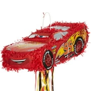 Party City Cars 3 Lightning McQueen Pull String Pinata, 6” x 8 1/4” x 19”