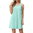 thumbnail image 4 of JWD Womens Summer Dresses 2026 Loose V Neck Sleeveless Sundresses Swimsuit Coverup with Pockets Mint Blue 2XL, 4 of 6