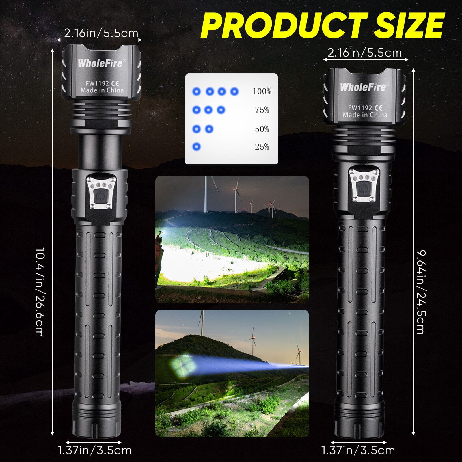XHP90.2 Powerful LED Flashlight with 5 Modes Adujustable Focus Waterproof Rechargeable Flaslights for Outdoor Camping