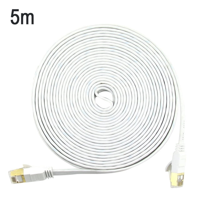 Cable de red tipo Cat7, oficina en casa, hotel, cable plano para Internet, cable Ethernet, tipo plano, blanco, 5 metros Methold EL4498-11