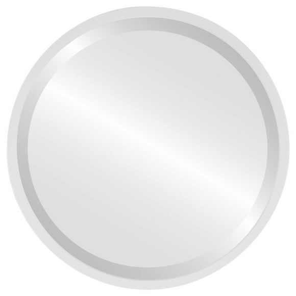 London Framed Round Mirror - Linen White - 15" x 15"
