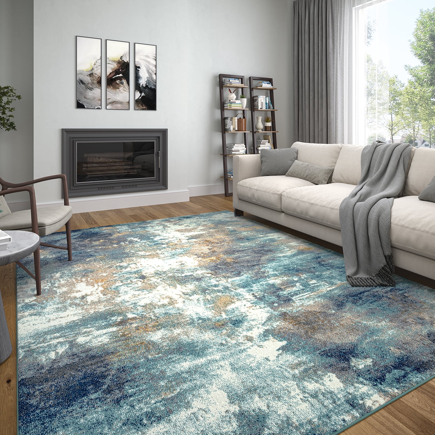 5x8 Modern Aqua Area Rugs for Living Room | Bedroom Rug | Dining Room Rug | Indoor Entry or Entryway Rug | Kitchen Rug | Alfombras para Salas 5'3'' x 7'3''