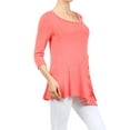 thumbnail image 3 of Women's Solid Basic Casual Side Button Trim Round Neck Blouse Shirt Tunic Top, 3 of 5
