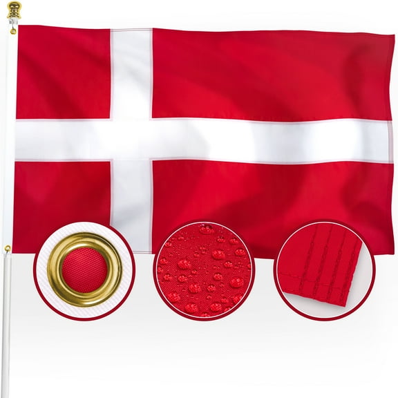 Denmark Danish Flag 3x5 Outdoor, Double Sided Heavy Duty 210D Nylon Dane National Country Flag