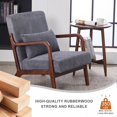 thumbnail image 3 of HSUNNS Mid-Century Accent Chair, Modern Armchair with Pillow Upholstered and Solid Wood Frame, Ergonomic Design Reading Arm Chair for Bedroom, Reception Room and Living Room, Dark Gray, 3 of 12