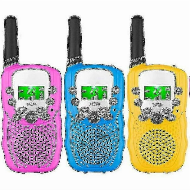 Kids Walkie Talkies, 3-Pack, 3 Mile Range with Backlit Flashlights (rui)
