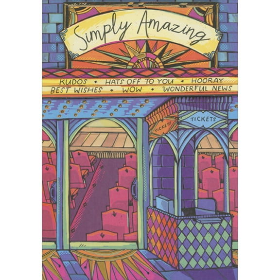 Designer Greetings Simply Amazing 3D Banner: Venue, Ticket Booth and Stage Tri-Fold Die Cut Window Congratulations Card for Performer